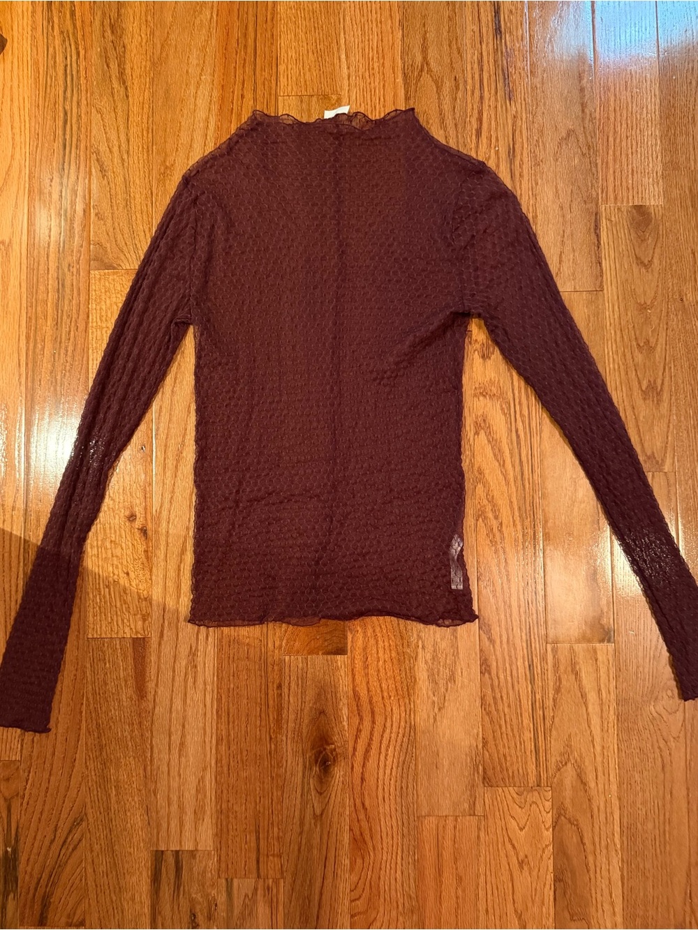 Free People Intimates Burgundy Long-Sleeve Lace Knit Top - Size M